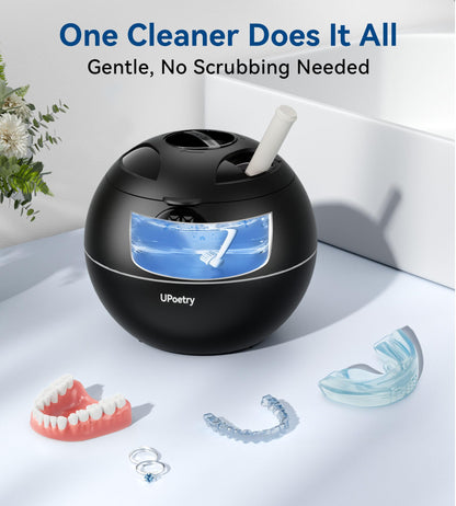 UPoetry Ultrasonic Retainer Cleaner – 45kHz, 4 Modes, 200ml, Black