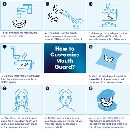 Mouth Guard for Teeth Grinding at Night – Custom Moldable Bruxism Guard + 12 Tablets