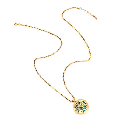 Upper Norse Vikings Amulet Diffuser Necklace – Gold Stainless Steel Locket for Aromatherapy