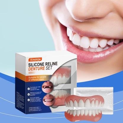 Xinshijie Soft Silicone Denture Liners - Comfortable Upper & Lower Set