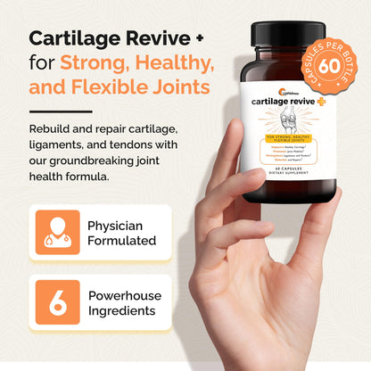 UpWellness Cartilage Revive + Joint Support – Type II Collagen, Glucosamine, MSM, Vitamin D3 & C – 60 Capsules