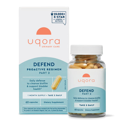 Uqora Defend Urinary Tract Health Supplement – Biofilm Cleansing & Bladder Support, Gluten-Free, 60 Capsules