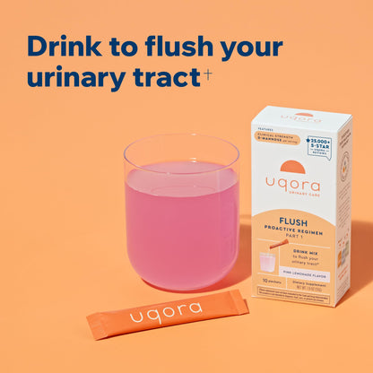 Uqora Flush - Urinary Tract Health Support | Pink Lemonade (10 Packets) - Gluten-Free & Vegan