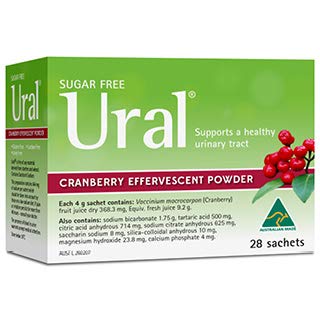 Ural Cranberry Effervescent Powder – 28 Sachets (4 g Each) Urinary Alkalizer & Cystitis Relief