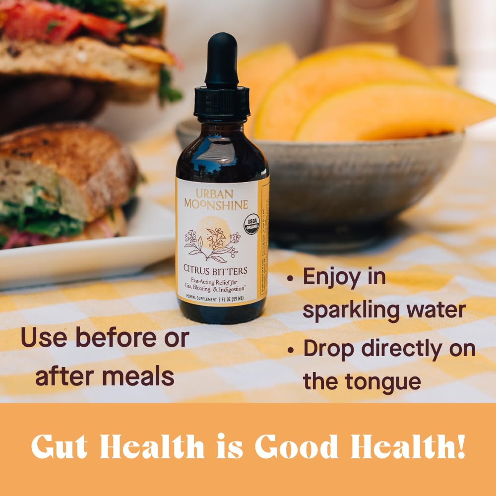 Urban Moonshine Citrus Digestive Bitters – Debloat, Gut Health & Appetite Regulation | Organic 2 oz