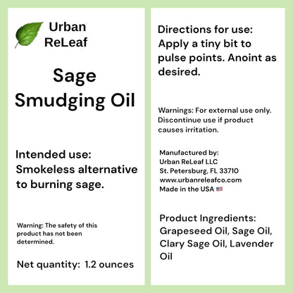 Urban ReLeaf Sage Smudging Oil with Lavender – Smokeless 1.2 oz (Pack of 2), Vegan, Made in USA