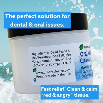 Urban ReLeaf Oral Wound Cleansing Salt – 3 oz, 45 Cups, Made in USA