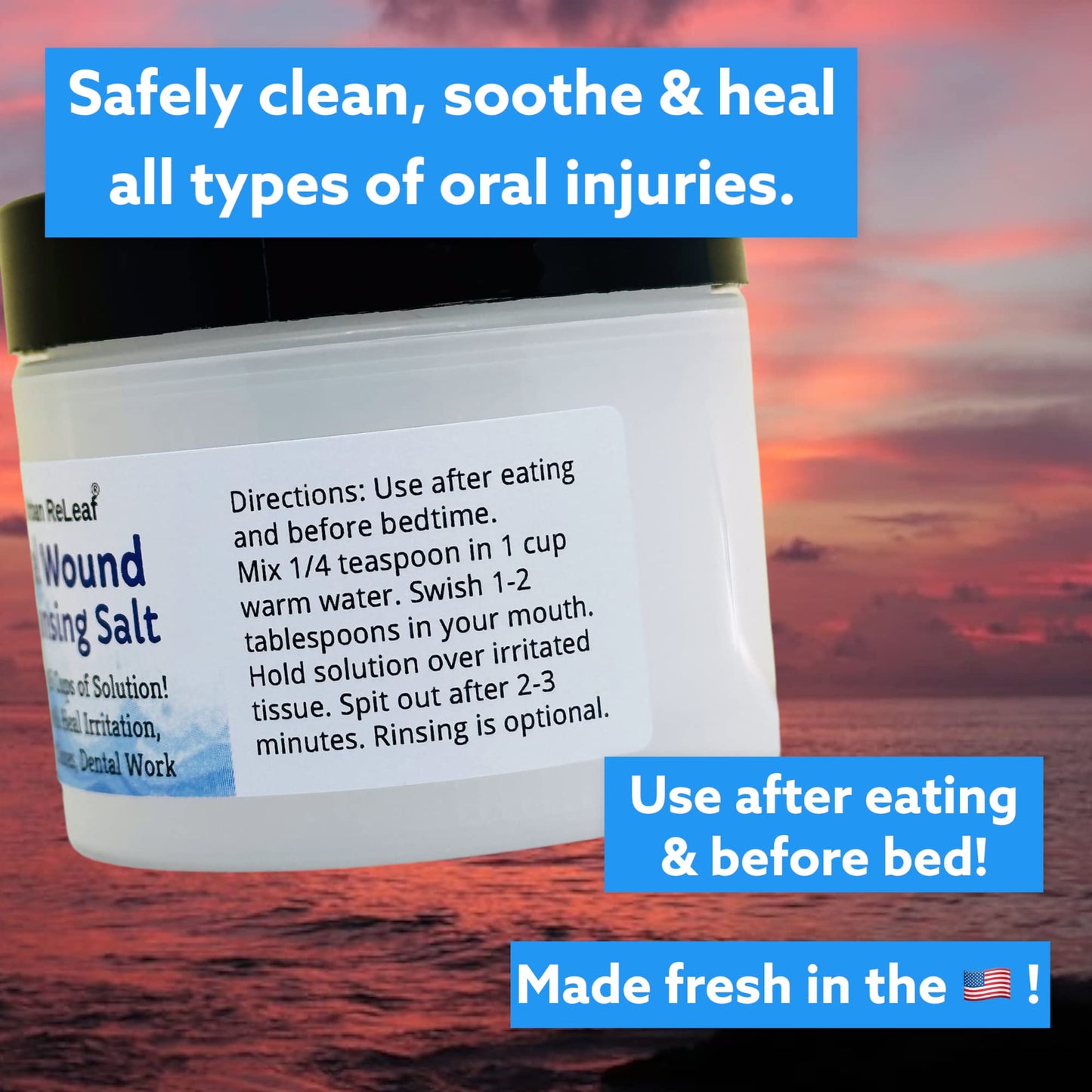 Urban ReLeaf Oral Wound Cleansing Salt – 3 oz, 45 Cups, Made in USA