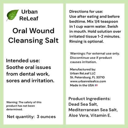 Urban ReLeaf Oral Wound Cleansing Salt – 3 oz, 45 Cups, Made in USA