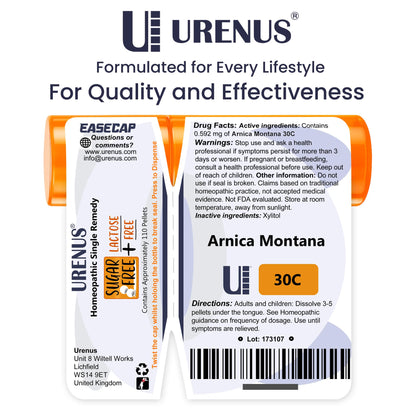 Arnica Montana 30C Sugar Free Lactose Free Homeopathic Remedy - 110 Pellets | Urenus