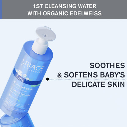 URIAGE Baby 1st Cleansing Water – No-Rinse, Organic Edelweiss, 500 mL