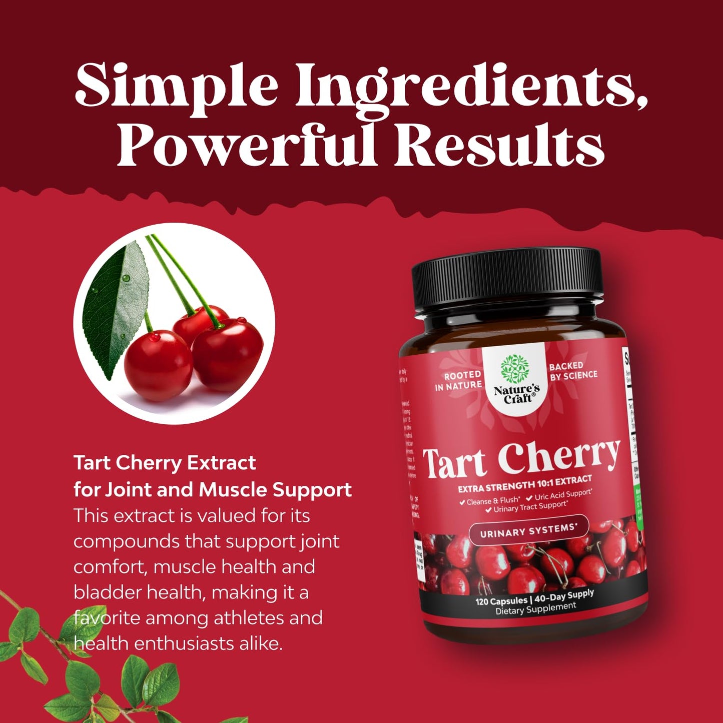 Advanced Tart Cherry Extract Capsules - 750mg | Uric Acid & Joint Support | 120 Count