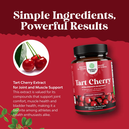Advanced Tart Cherry Extract Capsules - 750mg | Uric Acid & Joint Support | 120 Count