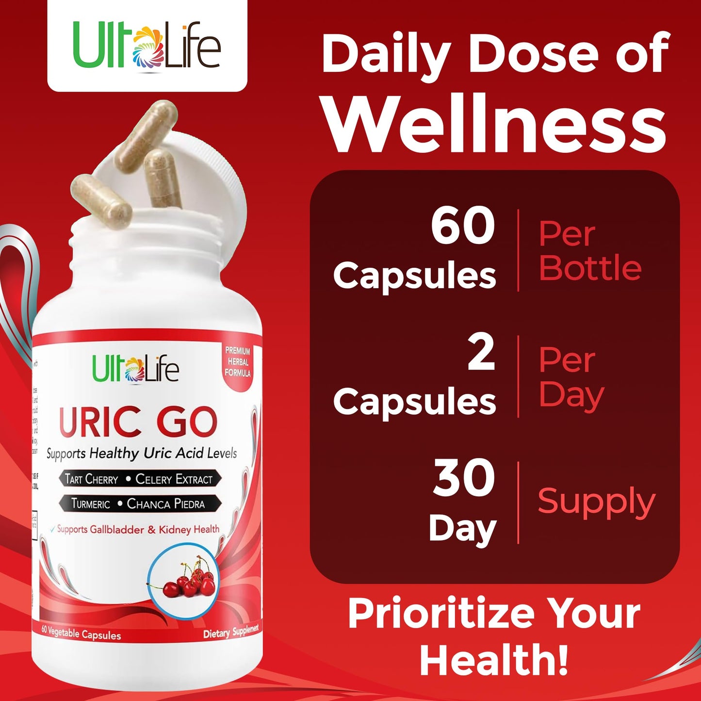 URIC GO Uric Acid Cleanse – Uric Acid Support Supplement | 60 Vegan Capsules