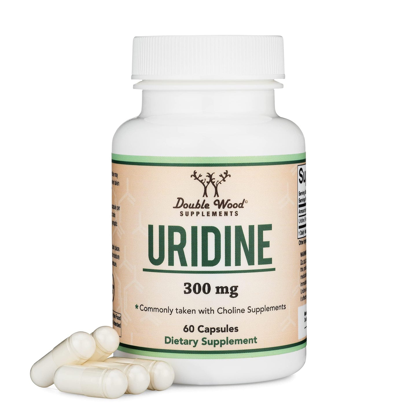 Uridine Monophosphate - Third Party Tested (300mg, 60 Capsules) Choline Synergy with Alpha GPC | Double Wood