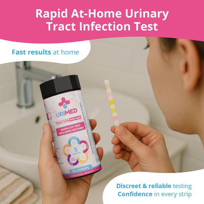 URIMED 5-in-1 UTI Test Strips – Home UTI Test for Leukocytes, Nitrite, pH, Protein & Ketones | 50 Strips