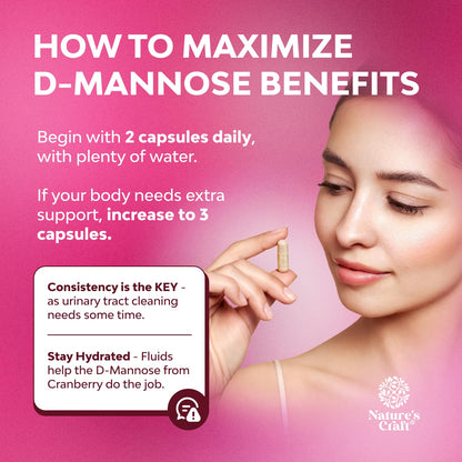 D Mannose with Cranberry 1000mg – Urinary Health & Kidney Support (240 Count)