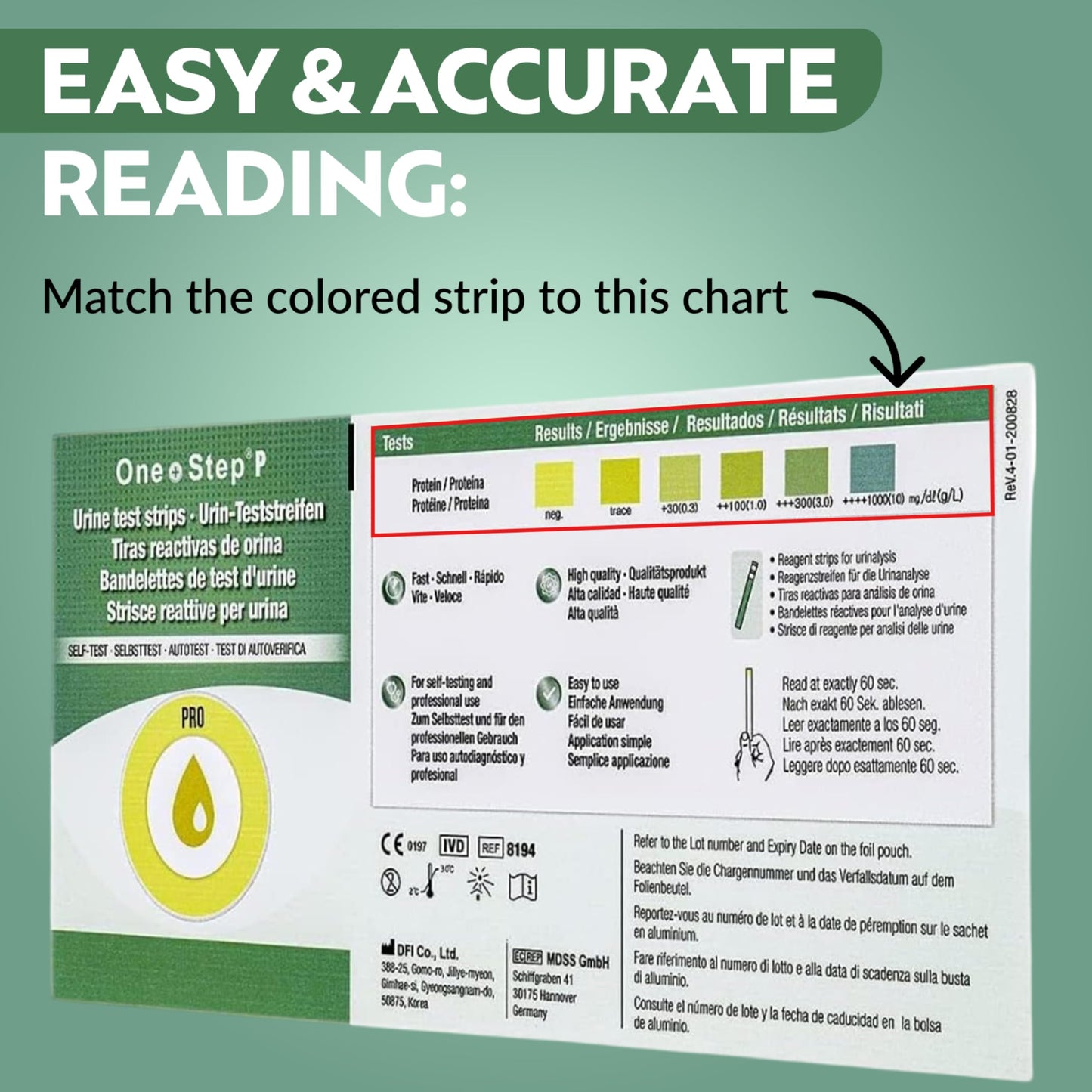 One Step Protein Urine Testing Kit — 100 Strips, 60-Second Results
