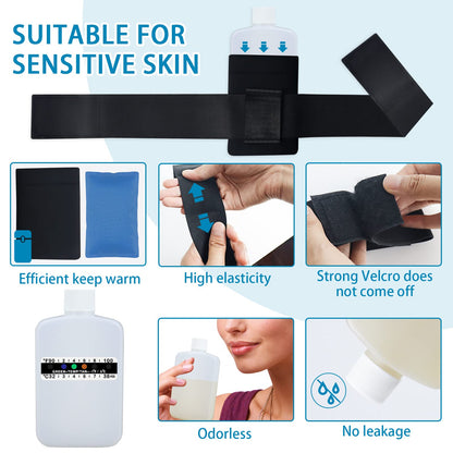 14 Pcs Urine Test Complete Kit – 2 White Bottles, Gel Bag, 10 Temperature Strips, Neoprene Bag & Leg Straps