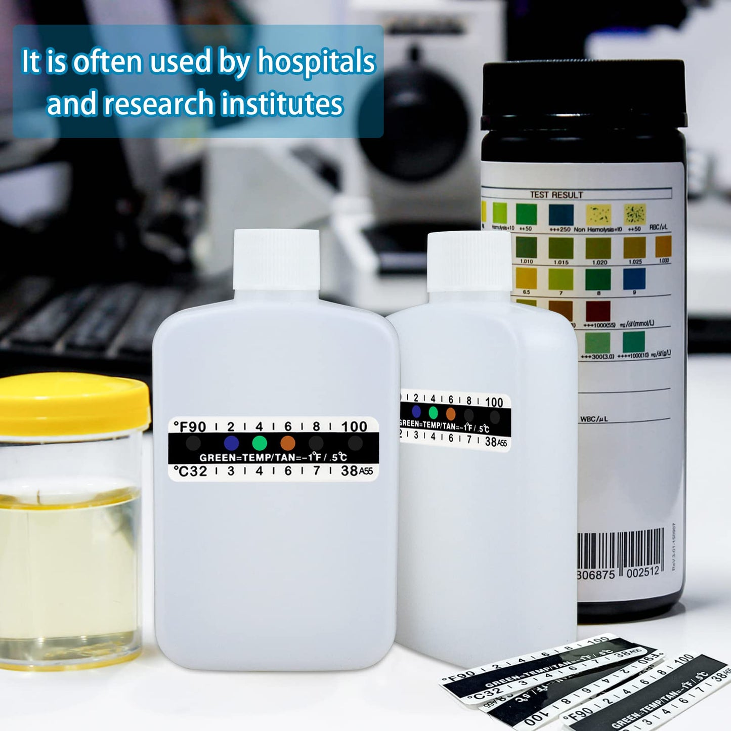 14 Pcs Urine Test Complete Kit – 2 White Bottles, Gel Bag, 10 Temperature Strips, Neoprene Bag & Leg Straps