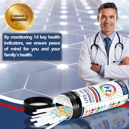14 Parameters Urine Test Strips for Urinalysis | 150 Strips – Kidney, Liver, UTI, Ketosis, pH, KET, Prot, SG, BIL, CRE, BLO & 7+ More