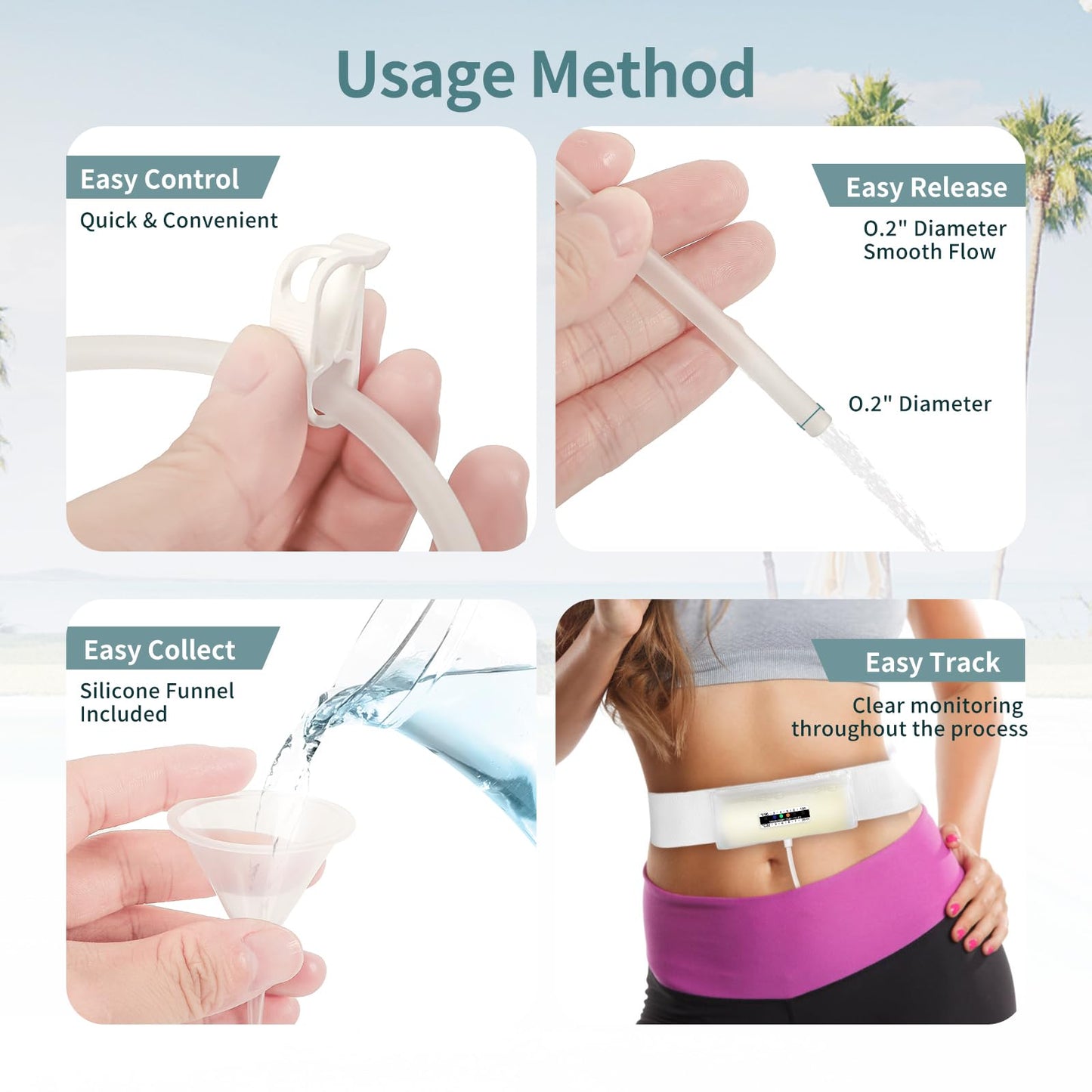 Urine Test Complete Kit — 43.3 Inch Concealed Belt, 2-4 oz Pouch, 5 Outlets, Temp Strips