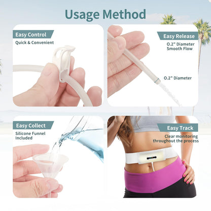 Urine Test Complete Kit — 43.3 Inch Concealed Belt, 2-4 oz Pouch, 5 Outlets, Temp Strips