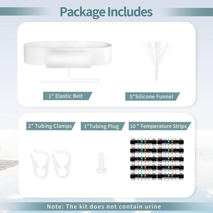 Urine Test Complete Kit — 43.3 Inch Concealed Belt, 2-4 oz Pouch, 5 Outlets, Temp Strips