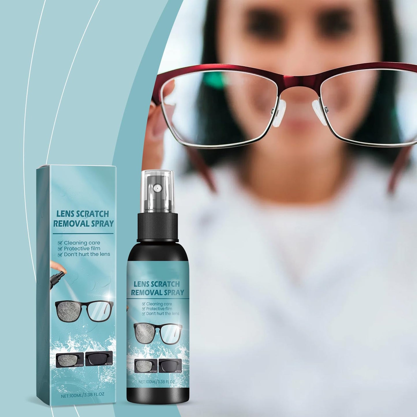 Urnuos 2PCS Lens Scratch Remover – Eyeglass Cleaner Spray & Lens Scratch Repair for Glasses
