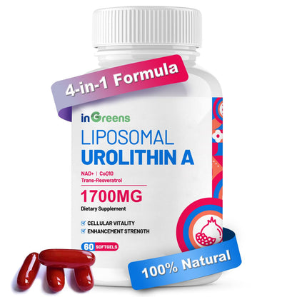 Urolithin A 1700mg with NAD+, CoQ10 & Trans-Resveratrol — 60 Softgels