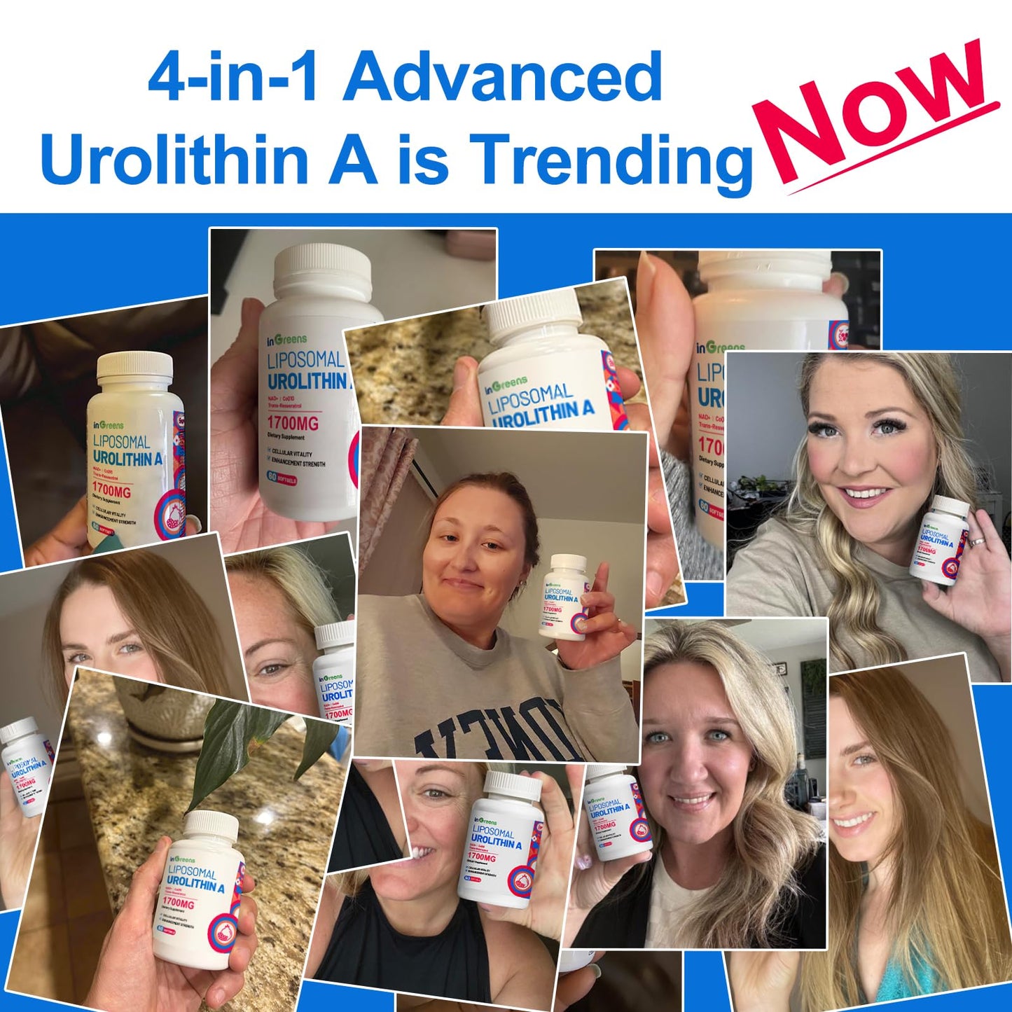 Urolithin A 1700mg with NAD+, CoQ10 & Trans-Resveratrol — 60 Softgels