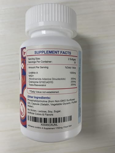 Urolithin A 1700mg with NAD+, CoQ10 & Trans-Resveratrol — 60 Softgels