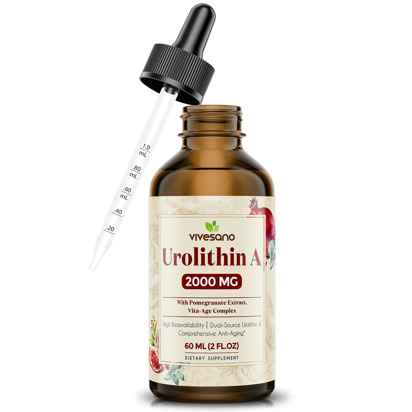 Urolithin A Liquid Drops 2000mg – Dual-Source Formula, 60ml