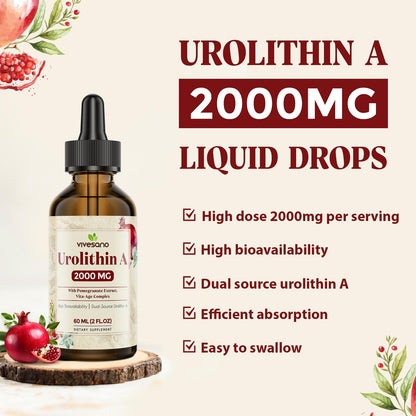 Urolithin A Liquid Drops 2000mg – Dual-Source Formula, 60ml