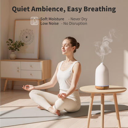 URPOWER 120ML Ceramic Essential Oil Diffuser – Ultrasonic, 7-Color LED, Auto Shut-Off