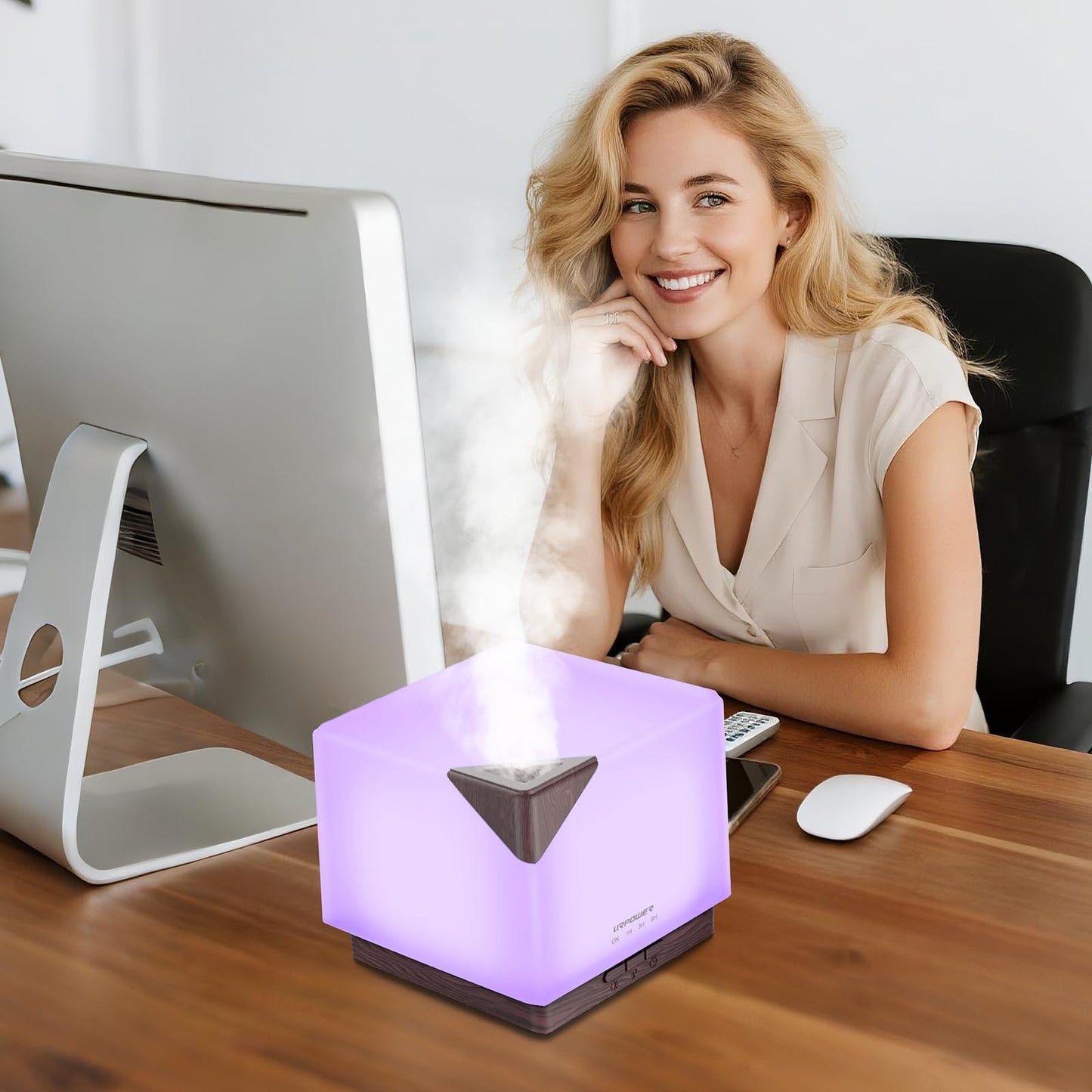 URPOWER 700ml Aromatherapy Essential Oil Diffuser – Ultrasonic Humidifier, 7 LED Colors, 4 Timers