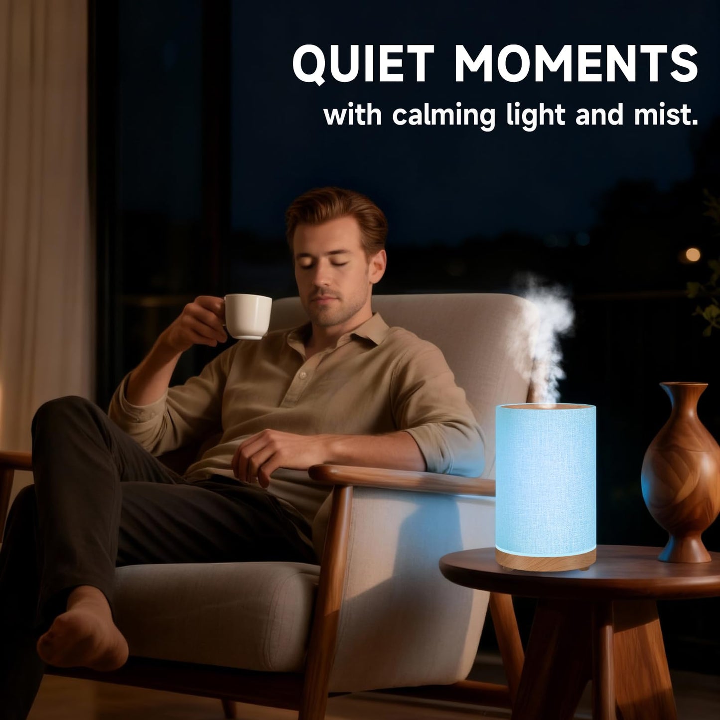 URPOWER 100ML Essential Oil Diffuser with Linen Cover – 7 Color Lights