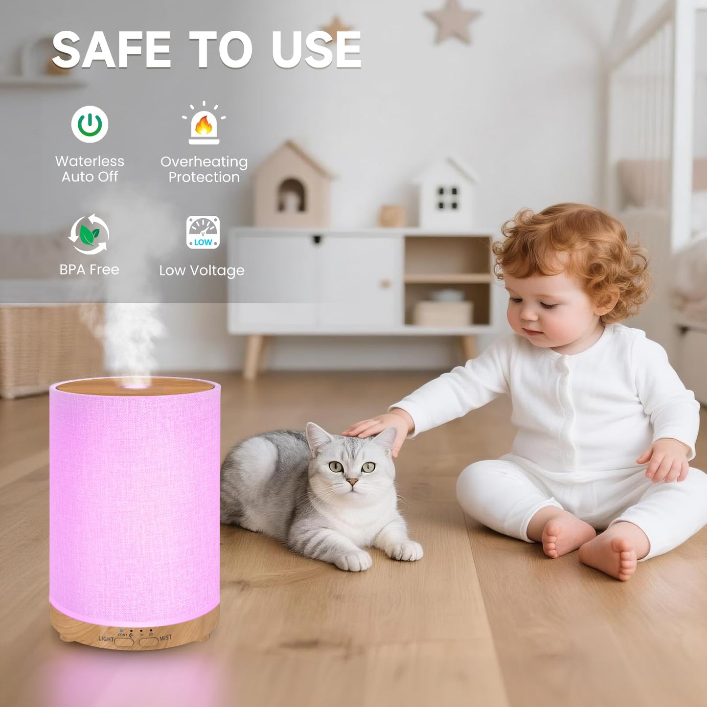 URPOWER 100ML Essential Oil Diffuser with Linen Cover – 7 Color Lights