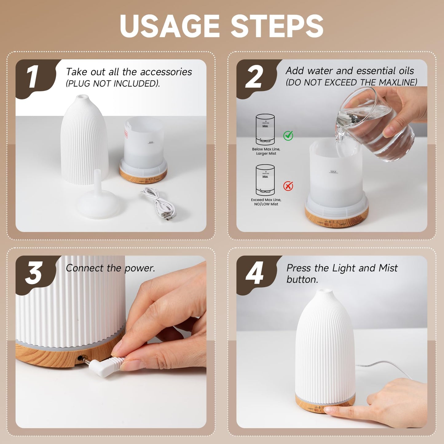URPOWER Essential Oil Diffuser – 7 LED Color Lights, Auto-Off, Ultrasonic 100ml