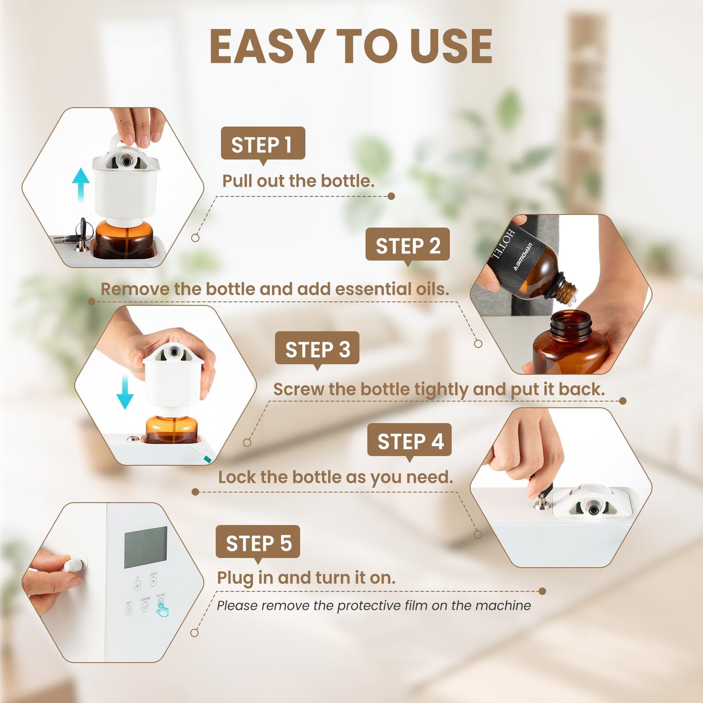 URPOWER Waterless Nebulizing Scent Diffuser 300ml – 3000 Sq Ft Coverage, Smart App
