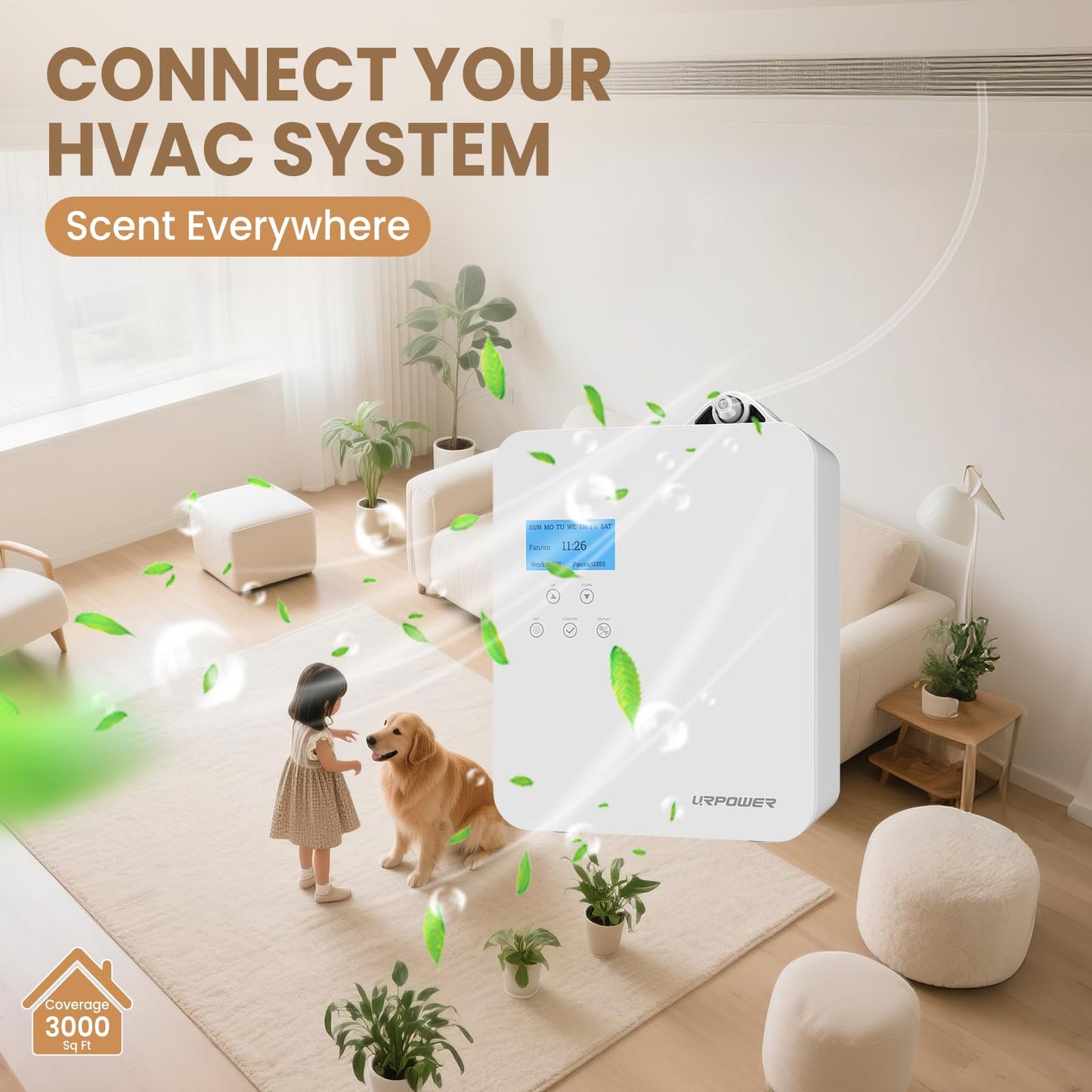 URPOWER Waterless Nebulizing Scent Diffuser 300ml – 3000 Sq Ft Coverage, Smart App
