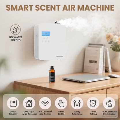 URPOWER Waterless Nebulizing Scent Diffuser 300ml – 3000 Sq Ft Coverage, Smart App