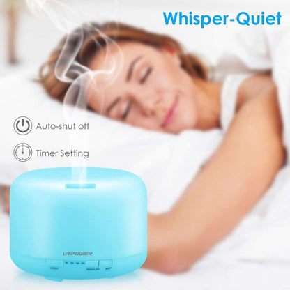 URPOWER 500ML Essential Oil Diffuser – 5-in-1, Auto Shut-Off