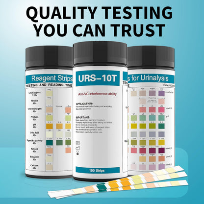 URS 10-in-1 Urine Test Strips – 10 Parameters for UTI, Ketosis, pH, Protein, 100 Count