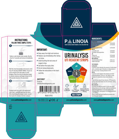 URS 5-in-1 Urine Test Strips 100 CT – UTI, pH, Nitrite, Leukocytes, Protein