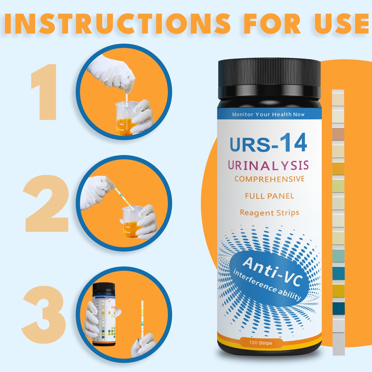 URS Urinalysis Test Strips – Leukocytes & Nitrites (UTI), OTC, 120 Strips