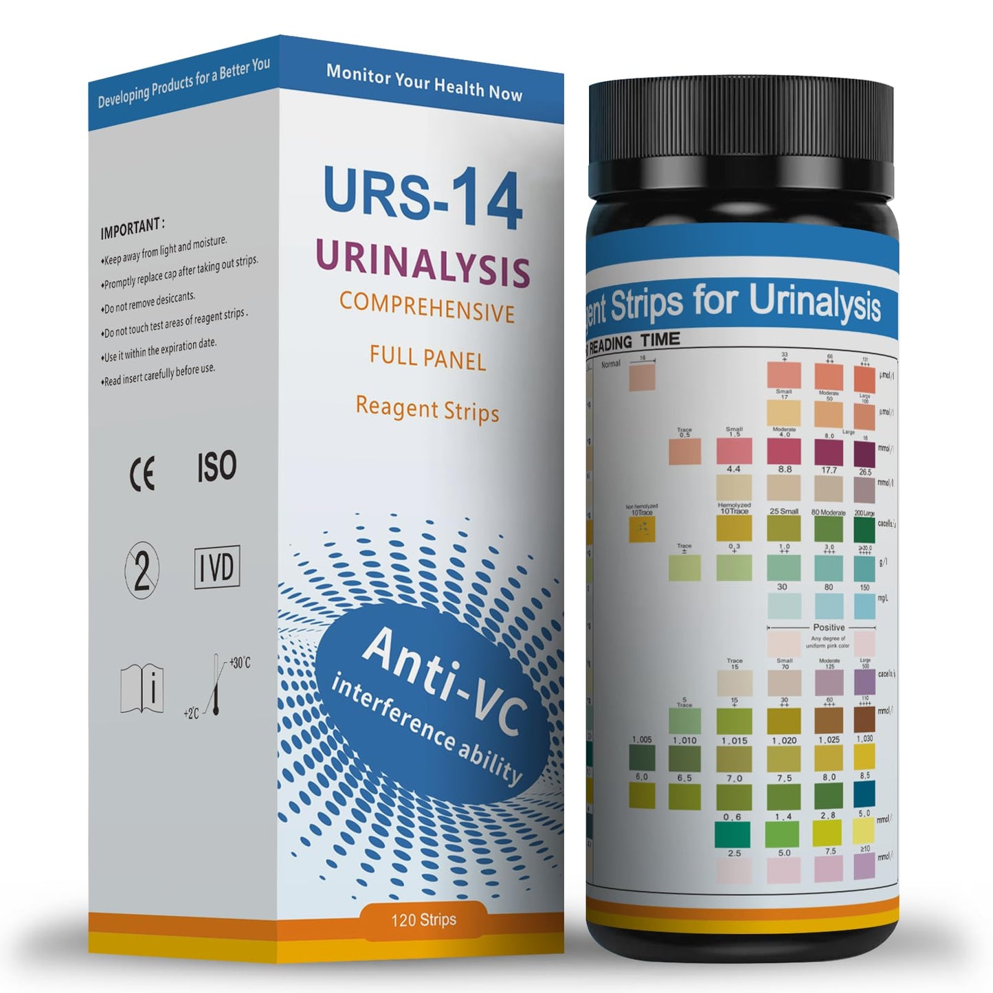 URS Urinalysis Test Strips – Leukocytes & Nitrites (UTI), OTC, 120 Strips