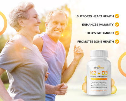 Vitamin D3 5000 IU + K2 MK7 - 60 Count | Immune, Heart & Bone Support