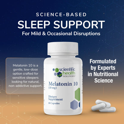 Melatonin 10mg Extra Strength - Scientific Health Solutions | Vegan, Non-GMO, Gluten-Free | US-Made 2-Pack