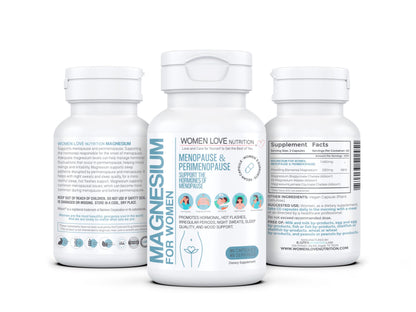 WOMEN LOVE NUTRITION, Magnesium for Women, Menopause & Peromenopause (90 Capsules)